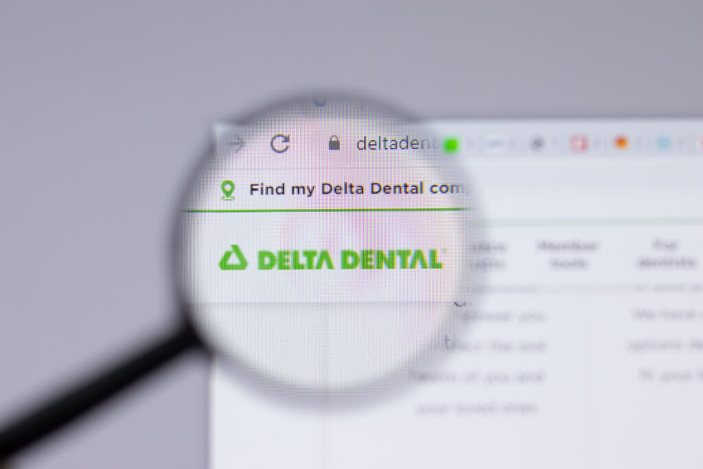 New York, USA - 26 April 2021: Delta Dental logo close-up on website page, Illustrative Editorial