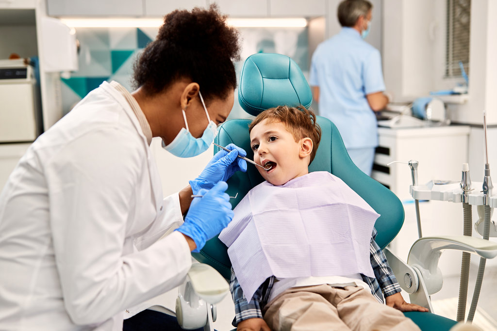 Child having dental check-up