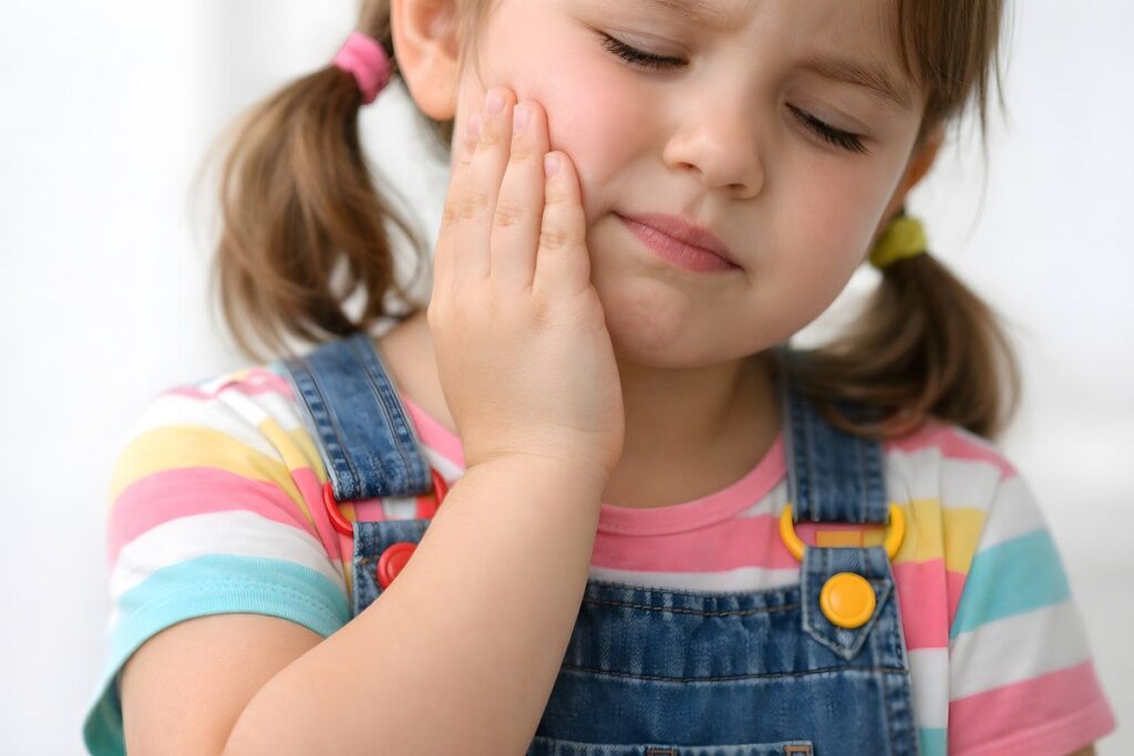 Little Girl Holding Her Cheek, Toddler Mouth Pain, Toothache
