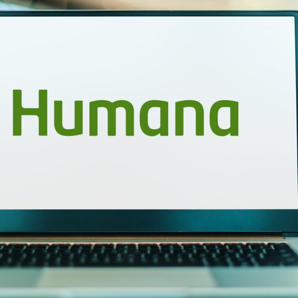 POZNAN, POL - JAN 23, 2024: Laptop computer displaying logo of Humana, a health insurance company based in Louisville, Kentucky, USA